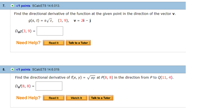 Solved 7 1 Points Scalcet8 14 6 013 Find The Directional Chegg Com