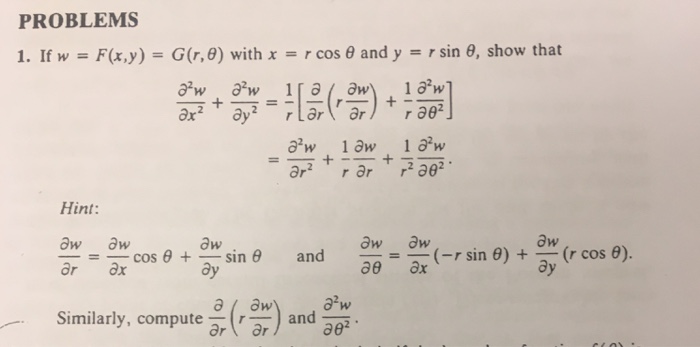 Solved If W F X Y G R Theta With X R Cos Theta And Chegg Com