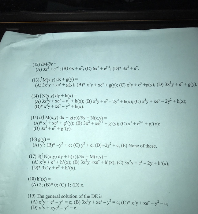Solved Given 3x2y E Dx X3 Xe 2y Dy 0 11 An Ax Chegg Com
