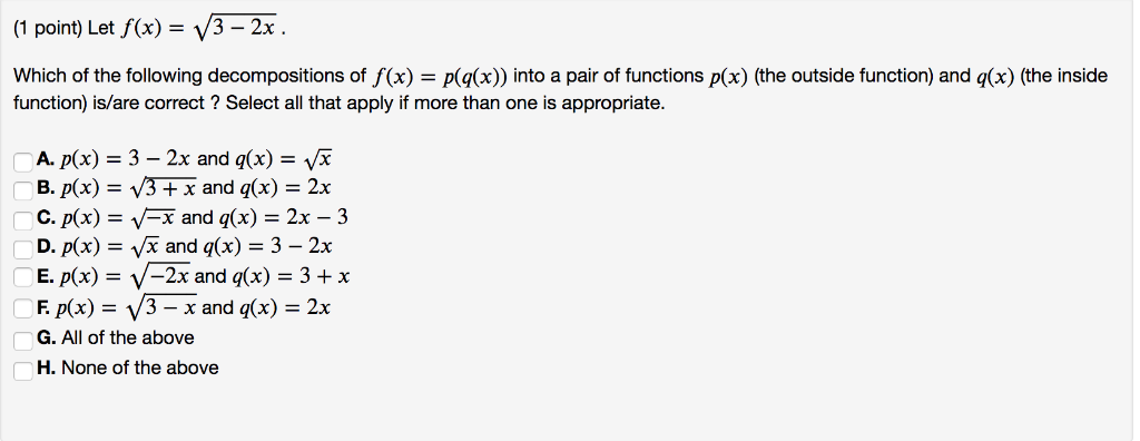 Solved 1 Point Let F X Y3 2 X Which Of The Following D Chegg Com