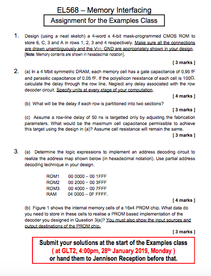 Solved Design Using A Neat Sketch A 4 Word X 4 Bit Mask