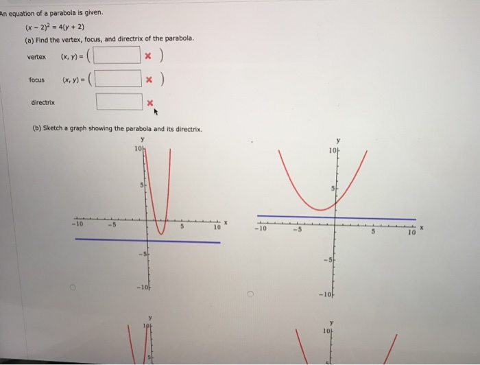 Solved An Equation Of A Parabola Is Given X 2 Y 2 A Chegg Com