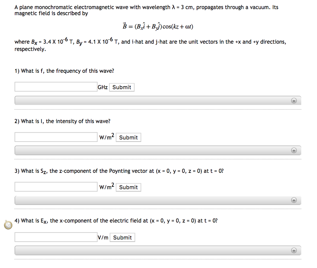 Solved A Plane Monochromatic Electromagnetic Wave With Wa Chegg Com