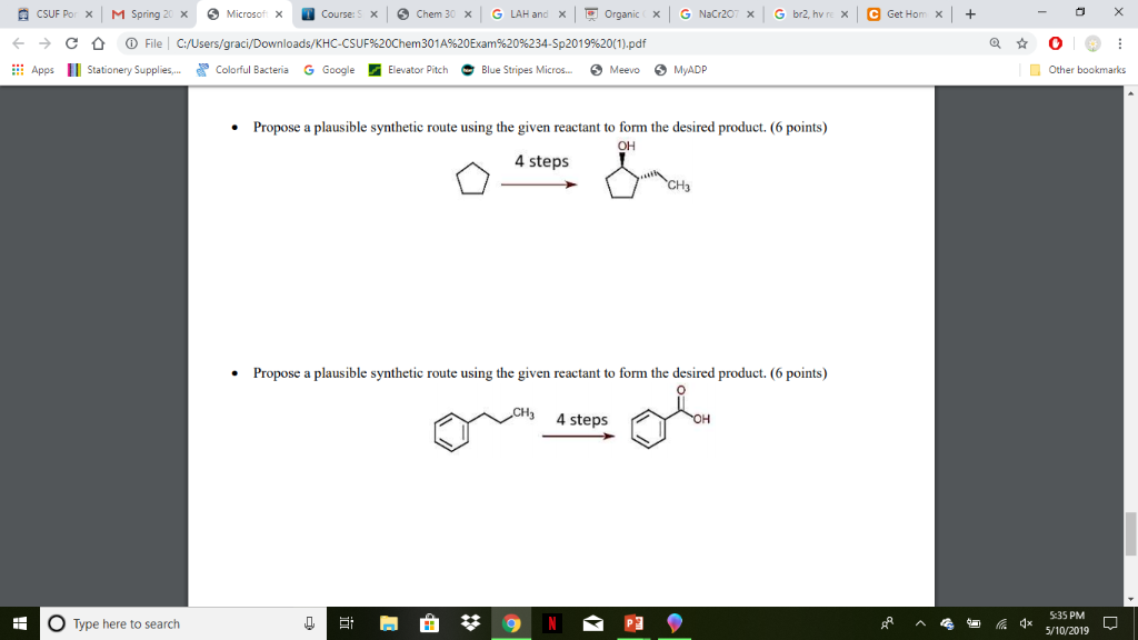 Solved Propose A Plausible Synthetic Route Using The Give Chegg Com