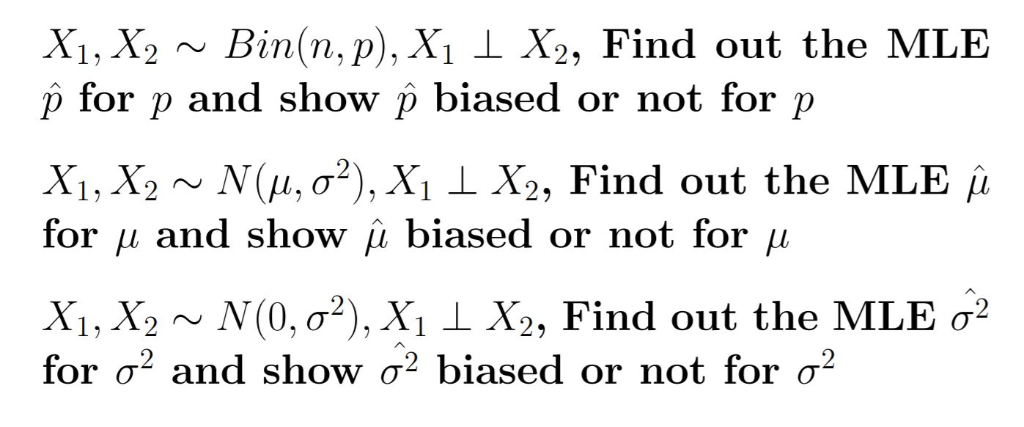 Solved X1 X2bin N P Xi L X2 Find Out The Mle P For P Chegg Com