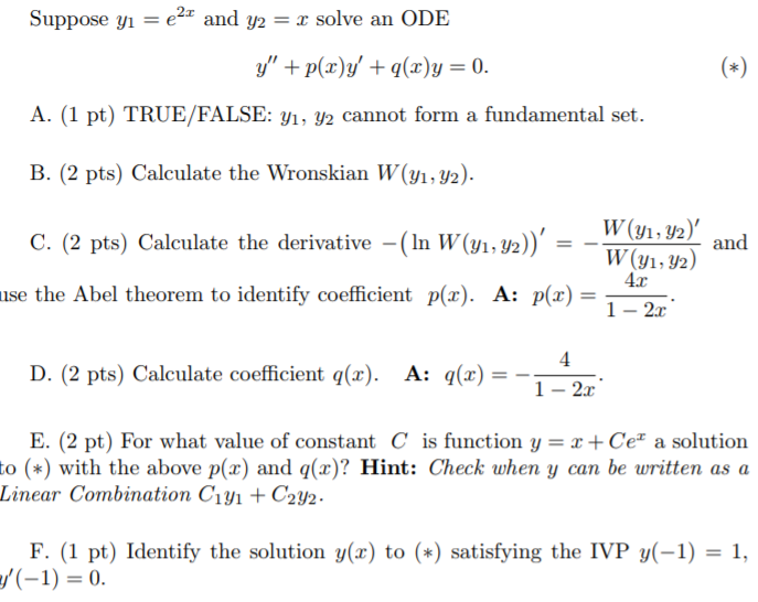 Solved Suppose E2 And Y2sove An Ode Y P X Y Q X Y Chegg Com