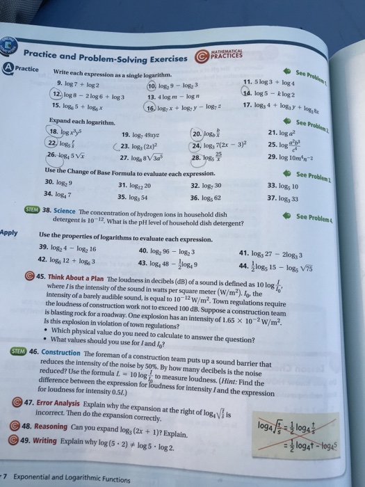 e log2 base value Problem And Practice Solving Exercises P Solved: PRACTICES