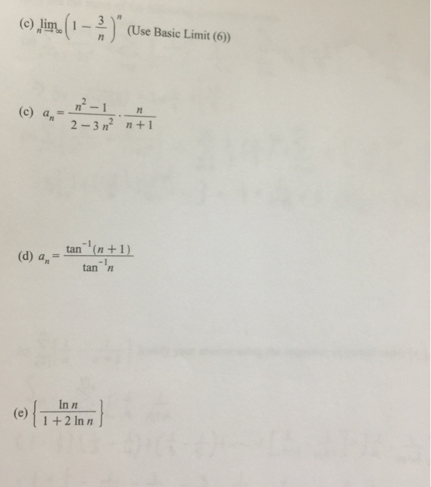 Lim N Rightarrow Infinity 1 3 N N Use Basic Limit Chegg Com