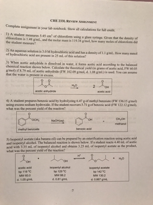 Solved Complete Assignment In Your Lab Notebook Show All Chegg Com