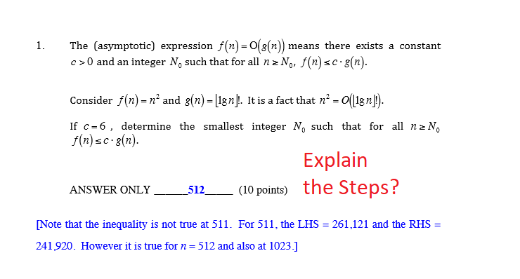 Solved 1 The Asymptotic Expression F N Ofs N Means T Chegg Com