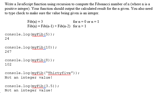 Write a JavaScript function using recursion to compute the Fibonacci number of n (where n is a positive integer). Your functi