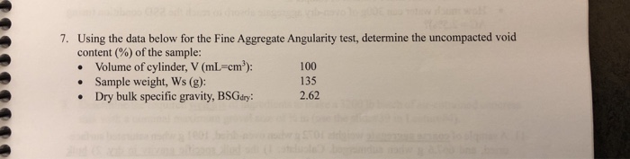 Solved Using The Data Below For The Fine Aggregate Angula Chegg Com