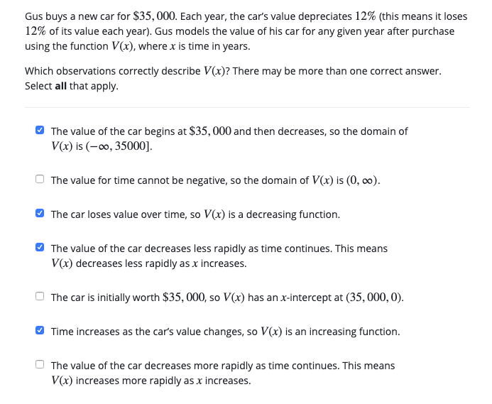 Gus Buys A New Car For 35 000 Each Year The Car S Chegg Com