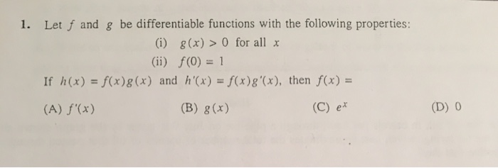 Solved Let F And G Be Differentiable Functions With The F Chegg Com