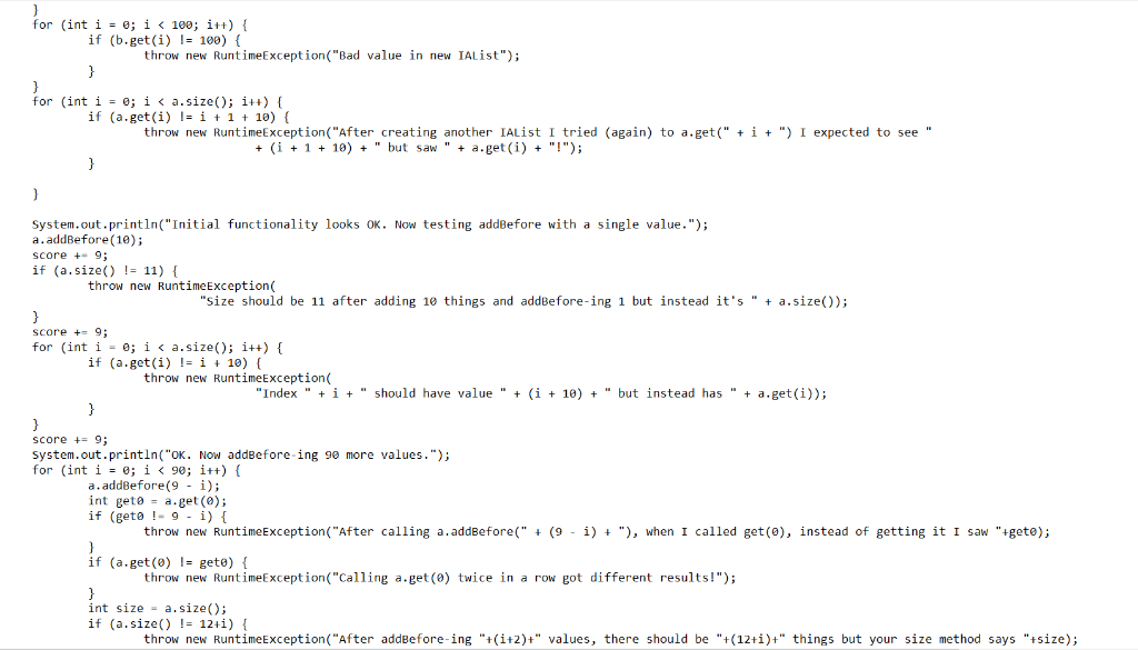 for (inti-e; i < 1e0; i+t) if (b.get(i) != 100) { throw new RuntimeException(Bad value in new IALİst); for (int i-0; i < a.