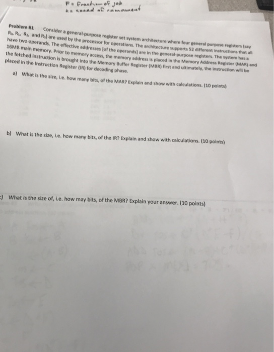 Problem B1 Consider a general-purpose register set system architecture where four general purpose registers (sav Ra, R, Ra, a