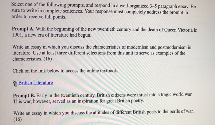 How To Make A Thesis Statement For An Essay How To Write A Synthesis Essay also Reflective Essay On High School Solved Select One Of The Following Prompts And Respond I How To Start A Proposal Essay
