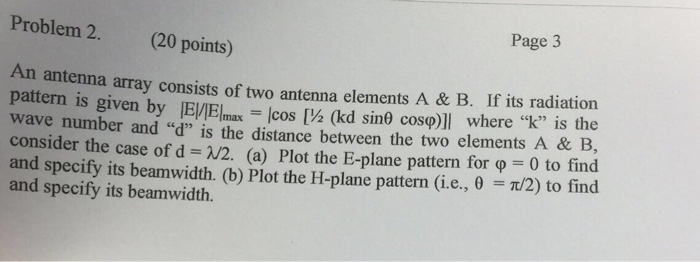 Solved Problem 2 Page 3 Points N Antenna Array Cons Chegg Com