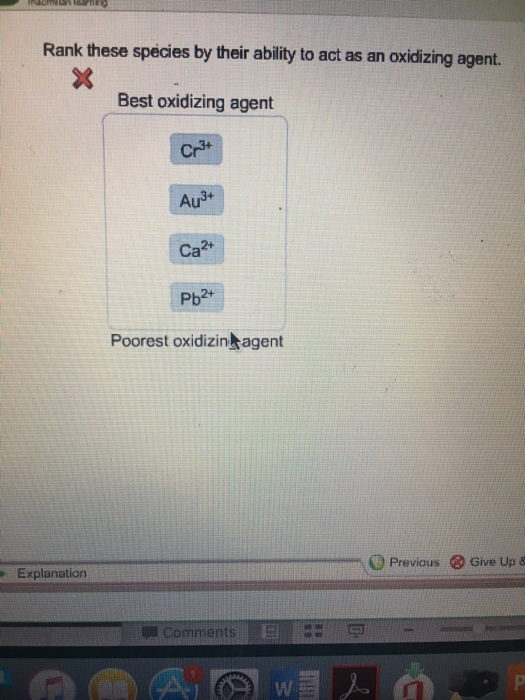 Solved Rank These Species By Their Ability To Act As An O