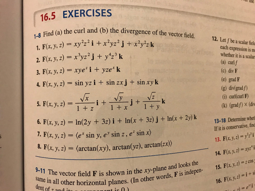 Solved The 16 5 Exercises Curl And B The Divergence Of Chegg Com