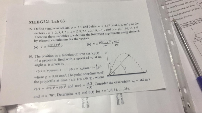 Solved Meeg221 Lab 03 15 Define P And W As Scalars P 2 Chegg Com