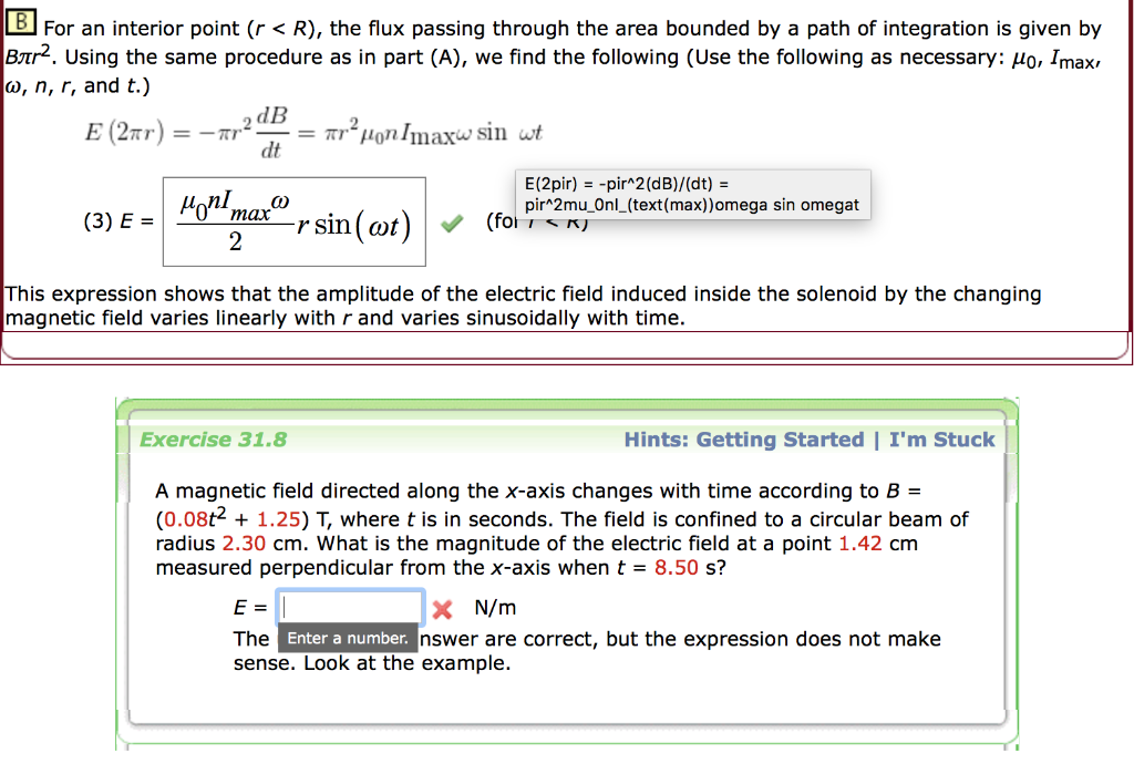 Solved Example 31 8 Electric Field Induced By A Changing Chegg Com