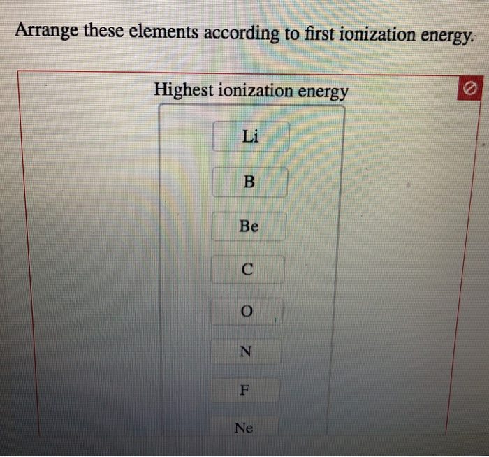 Solved Arrange These Elements According To First Ionizati