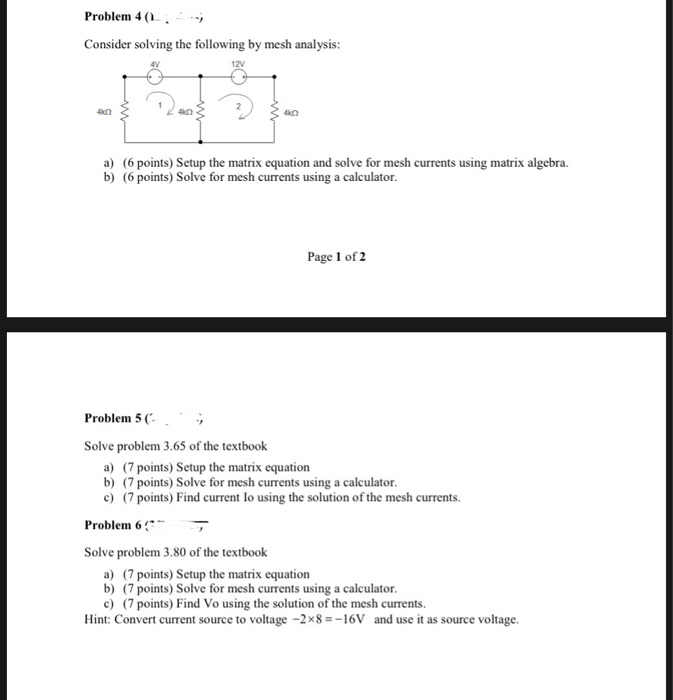 Solved Problem 1 1 Consider Solving The Following Circui Chegg Com