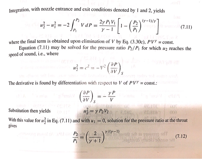 Solved Integration With Nozzle Entrance And Exit Conditi Chegg Com