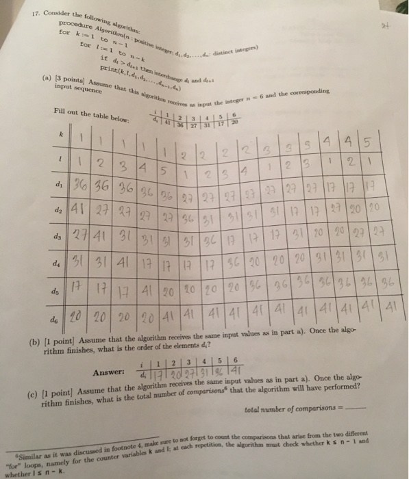 7. Consider the followin Algorithm(n: positiwe for k:=1 to n-1 tor t1 ton-k it ddui then ntancdhanug & print(k.I.dd. (a) (3 p