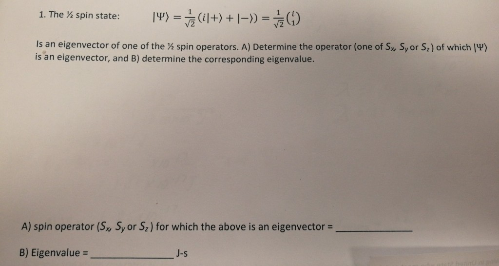 Solved Iy 1 11 1 1 1 L The Spin State Is An Chegg Com