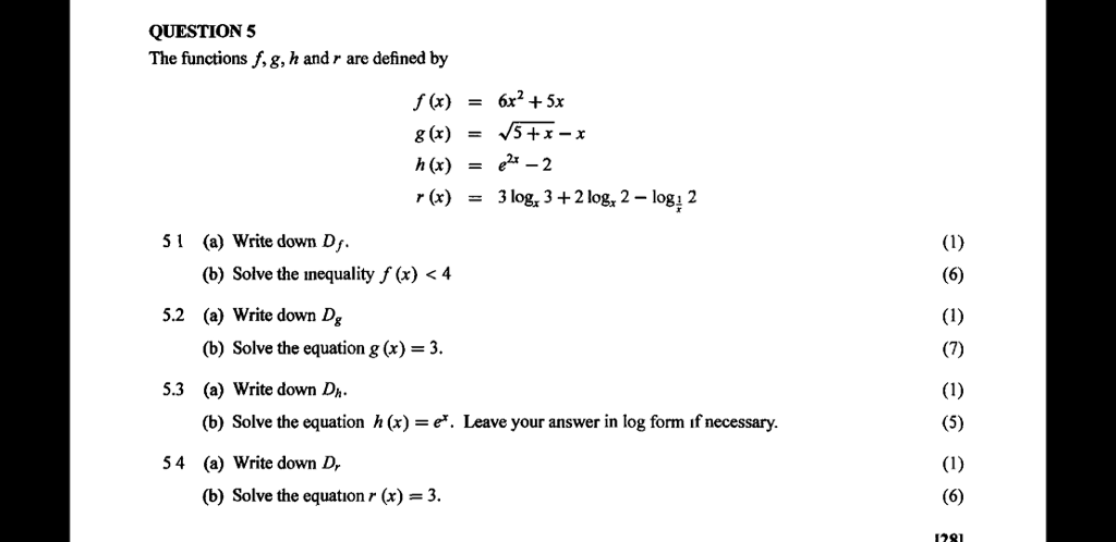 Solved Question5 The Functions F G H And R Are Defined Chegg Com