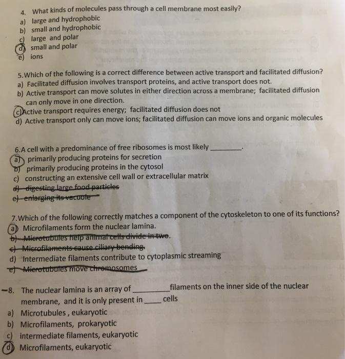 Solved: 4 What Kinds Of Molecules Pass Through A Cell Memb ... Solved: 4 What Kinds Of Molecules Pass Through A Cell Memb ...