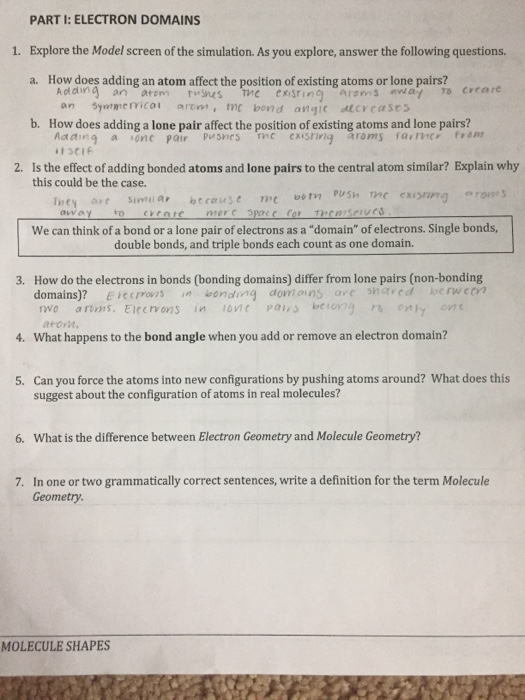 Phet Molecular Geometry Simulation Worksheet Answers ...