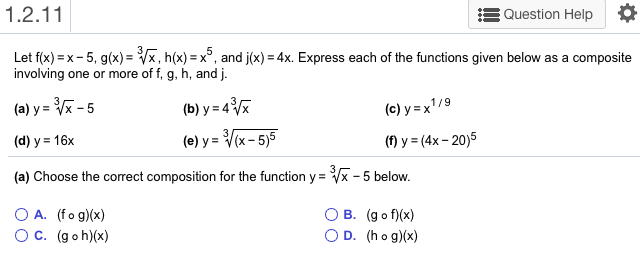 1 2 11 Question Help Let F X X 5 G X 3 X H X Chegg Com