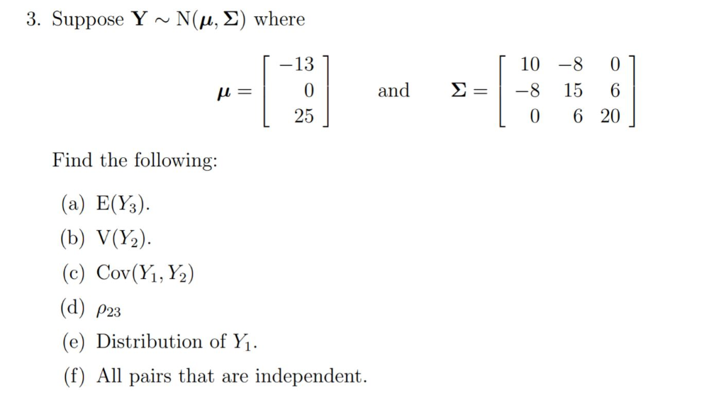 Solved Suppose Y N M S Where 13 0 25 10 8 0 2 8 15 Chegg Com