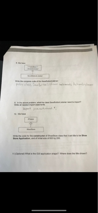 We have White the compiele code of the Savelbutlont,istener publhic class Save But ton Listeoer ingle mcvnds Actonlishene 9.