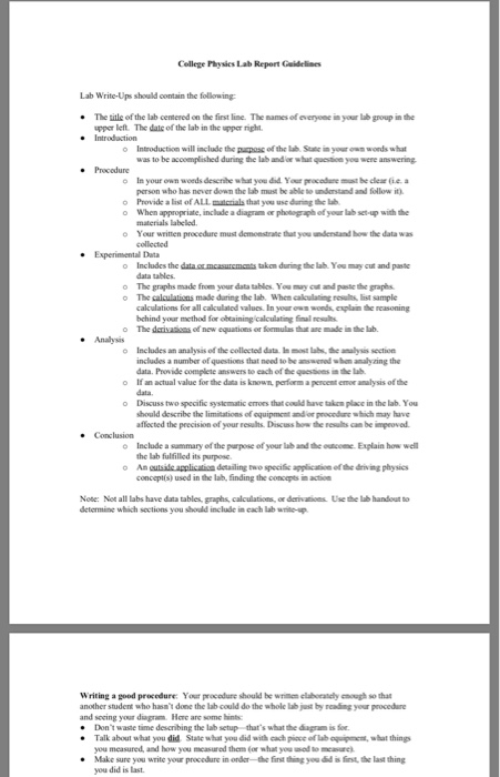 physics lab report example