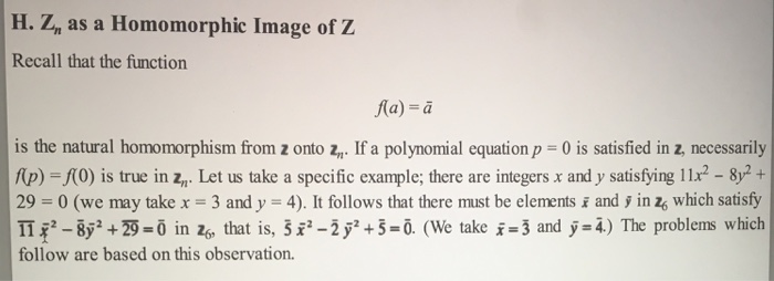 Solved H Z As A Homomorphic Image Of Z Recall That The Chegg Com