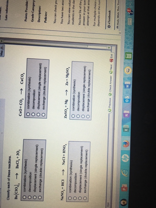 Solved: Classify Each Of These Reactions. Ba(ClO_3)_2 Righ ...