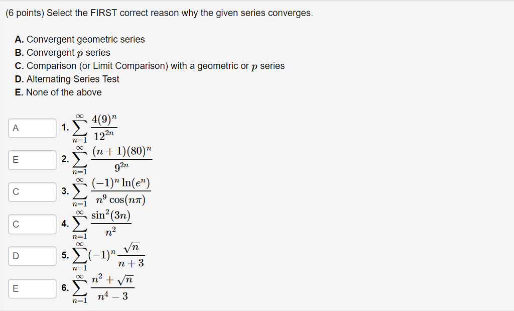 Solved 6 Points Select The First Correct Reason Why The Chegg Com