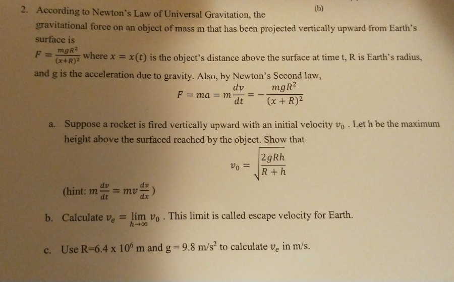 Solved 2 According To Newton S Law Of Universal Gravitat Chegg Com