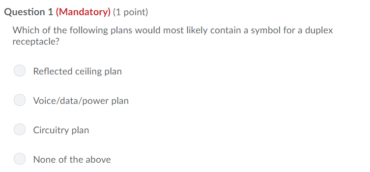 Solved Question 1 Mandatory 1 Point Which Of The Foll