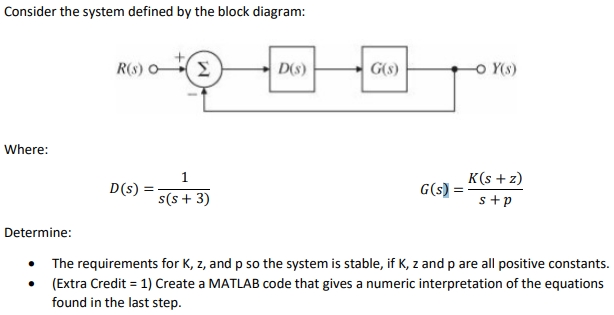 Solved Consider The System Defined By The Block Diagram Chegg Com
