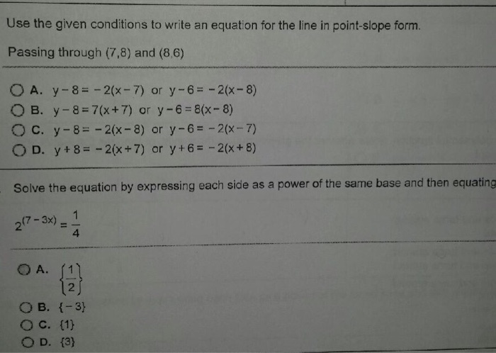 Solved Use The Given Conditions To Write An Equation For Chegg Com