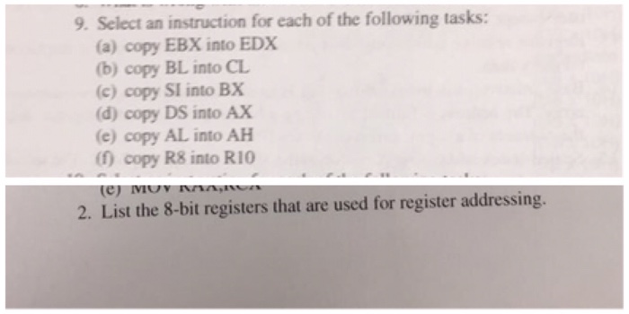 Solved Given the instruction for each of the following