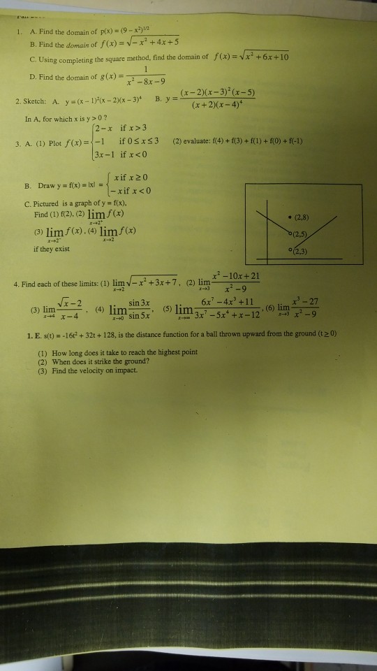 Solved 1 A Find The Domain Of P 9 X B Find The Domai Chegg Com