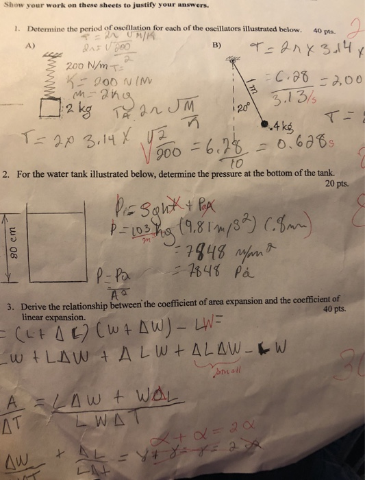 Solved Show Your Work On These Sheets To Justify Your Ans Chegg Com