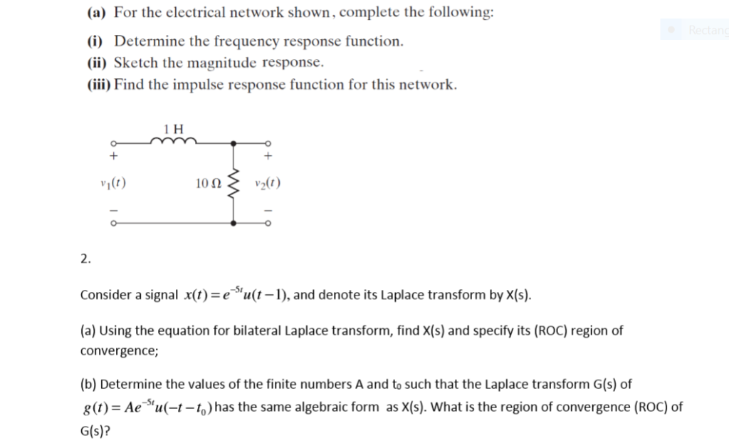 Solved A For The Electrical Network Shown Complete The Chegg Com