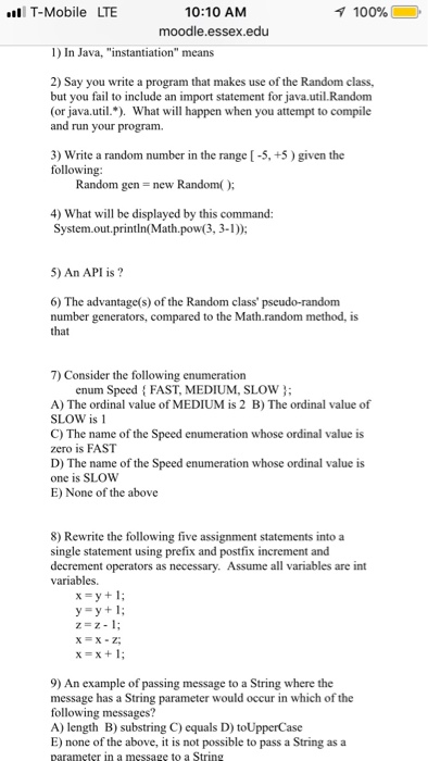 Solved L T Mobile Lte 10 10 Am Moodle Essex Edu 100 1 Chegg Com